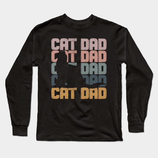 Cat Dad Trendy Brush Style Cat Owner Long Sleeve T-Shirt by Way Down South